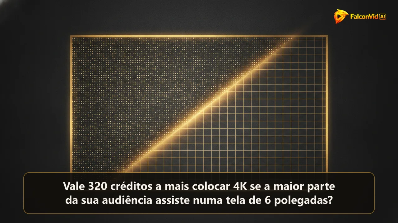 Retângulo dividido na diagonal, uma metade com grade fina densa de quadrados dourados e a outra com grade grossa.