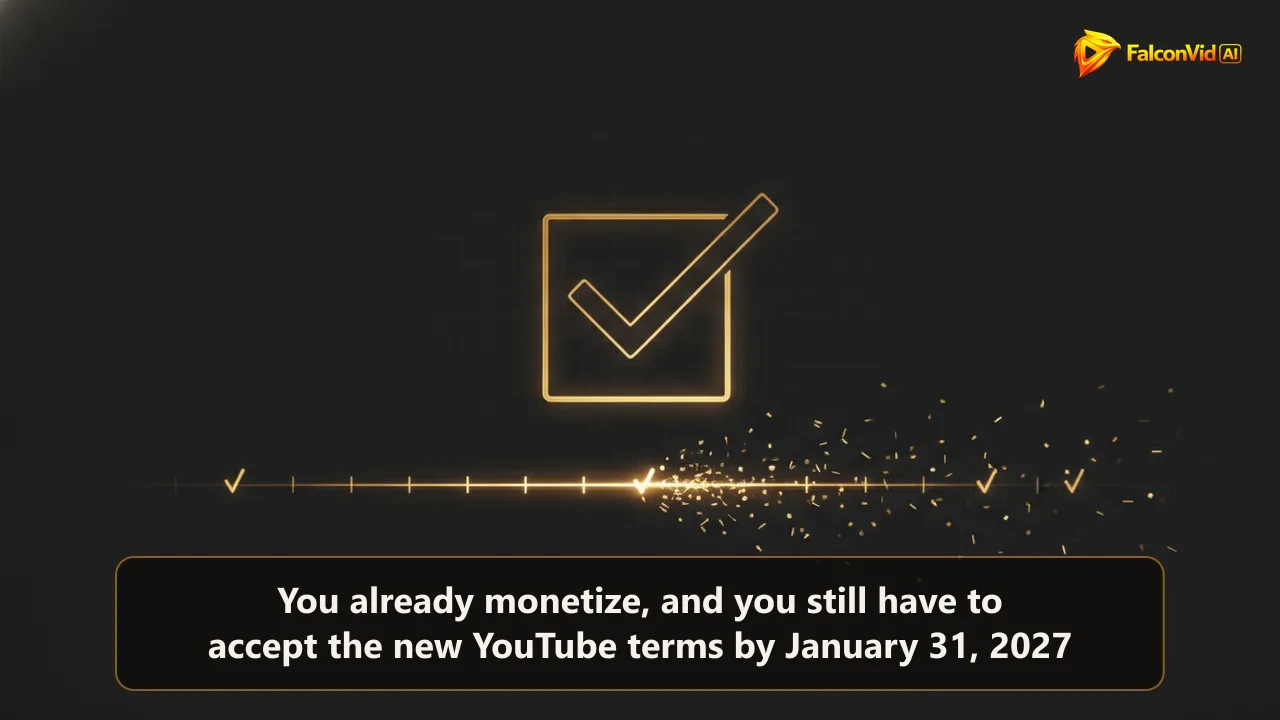 A large empty golden checkbox glowing above a dark timeline that breaks into fragments just past it.