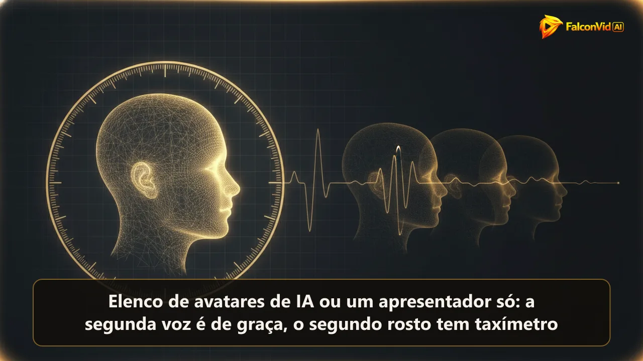 Uma cabeça dourada em malha cercada por um anel de cronômetro ao lado de três cabeças apagadas ligadas por ondas sonoras e sem anel nenhum.