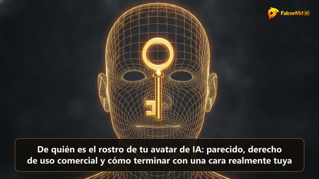 Silueta de cabeza en malla dorada brillante con una llave dorada suspendida frente al rostro.