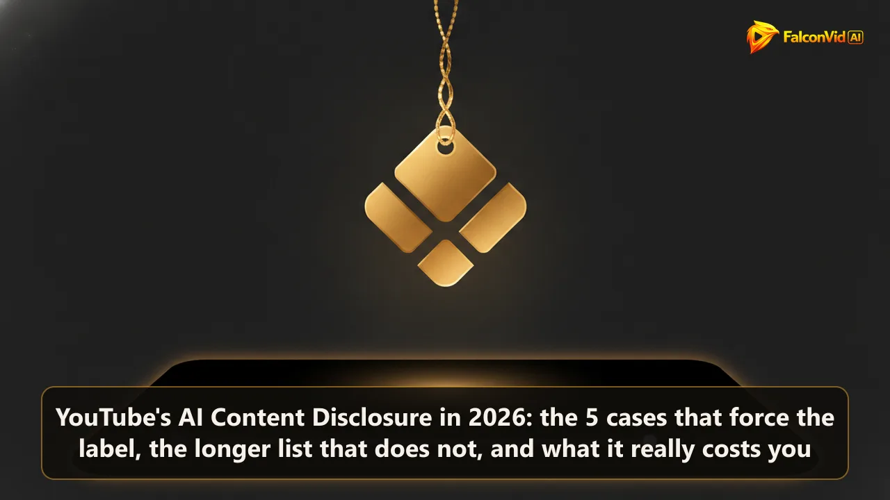 A glowing golden tag hanging over a dark abstract video player, casting warm light across the surface.