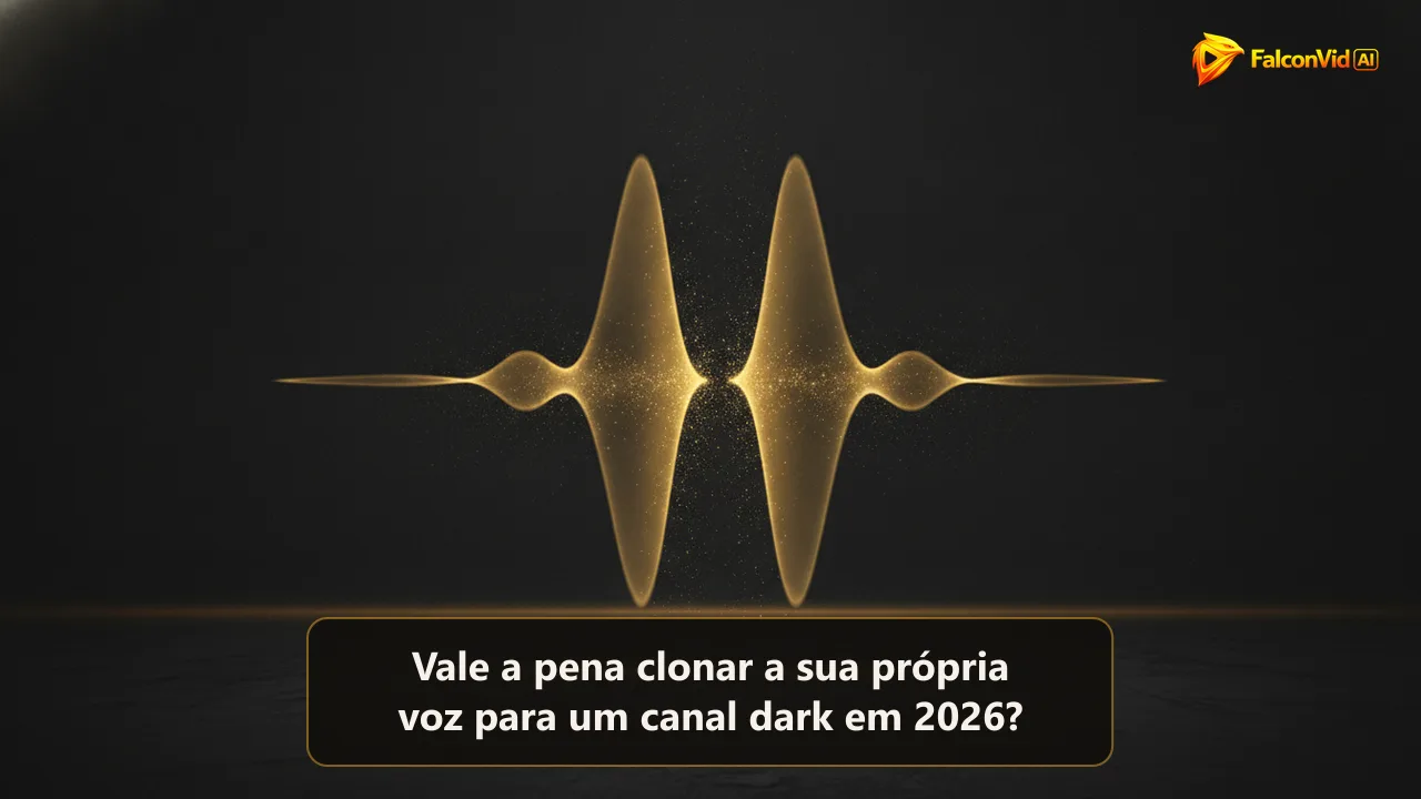 Uma onda sonora dourada saindo de uma superfície escura e se dividindo em duas ondas quase idênticas e espelhadas que se afastam levemente.