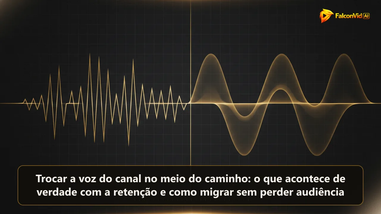 Duas ondas sonoras douradas sobre fundo escuro, uma densa e outra suave, encontrando se numa emenda visível no meio.