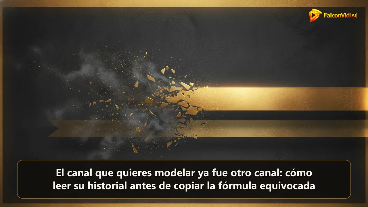 Cinta dorada de línea de tiempo con la mitad antigua fracturada y deshaciéndose mientras la mitad reciente sigue sólida y brillante.