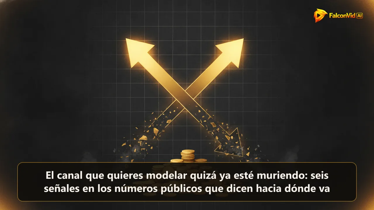 Dos flechas doradas cruzándose en una cuadrícula oscura, una subiendo brillante y otra bajando hasta volverse ceniza, con una pila apagada de monedas antiguas debajo.