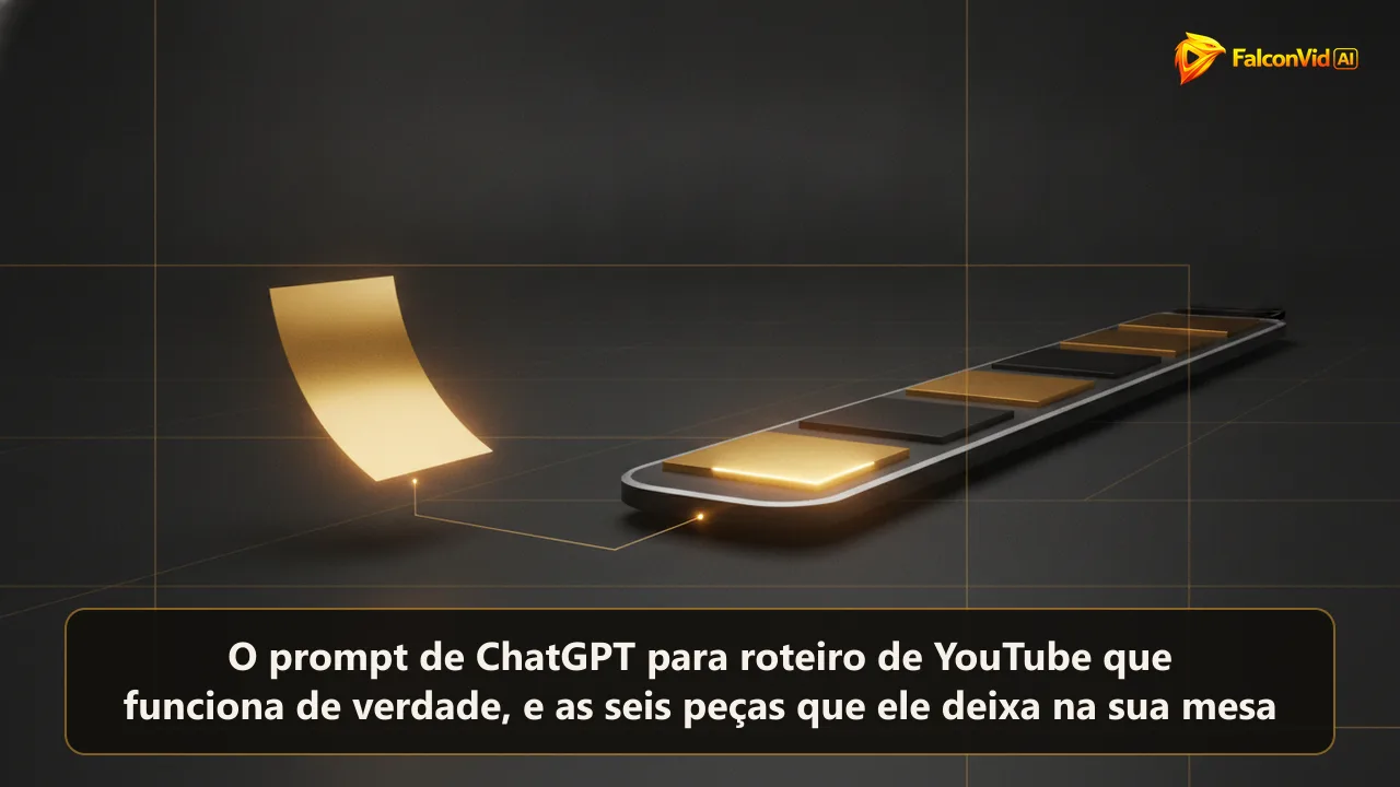 Uma folha de papel dourada brilhando de frente para uma linha de produção de seis blocos dourados em que só o primeiro está aceso.