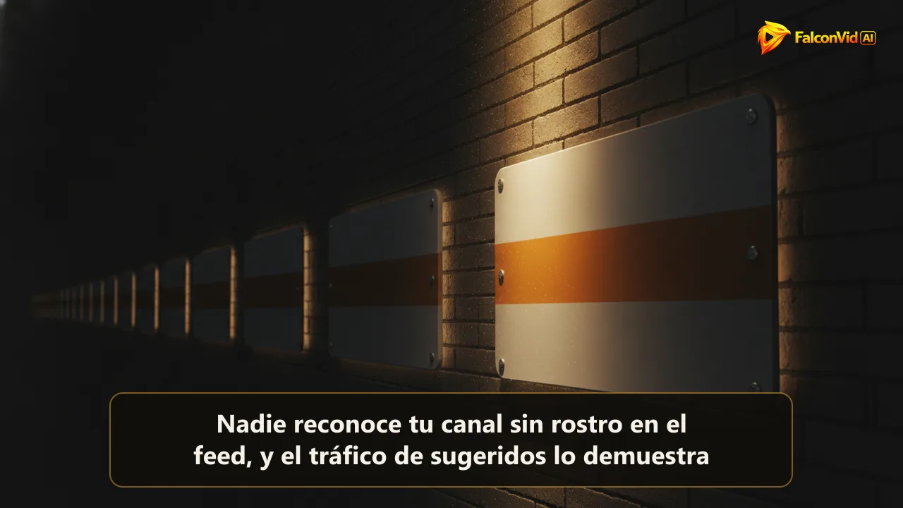Fila de carteles grises idénticos en una pared oscura, uno pintado de ámbar bajo un haz de luz dorada