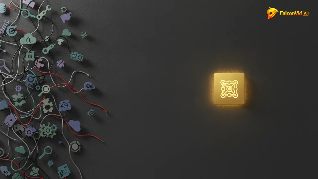 Scattered tool subscriptions on one side versus a single unified platform on the other