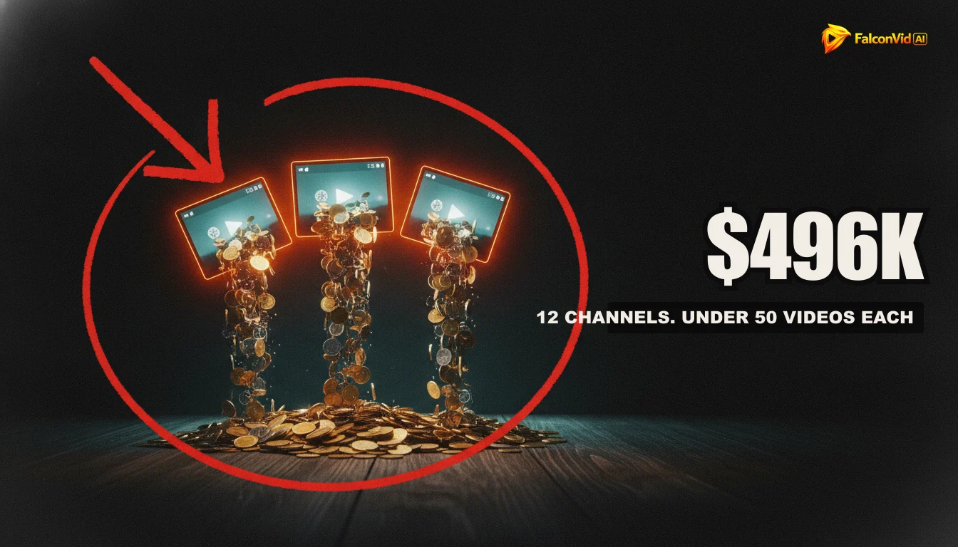 A vibrant graphic showing a small stack of video tapes next to a large stack of money, symbolizing high earnings from few videos.