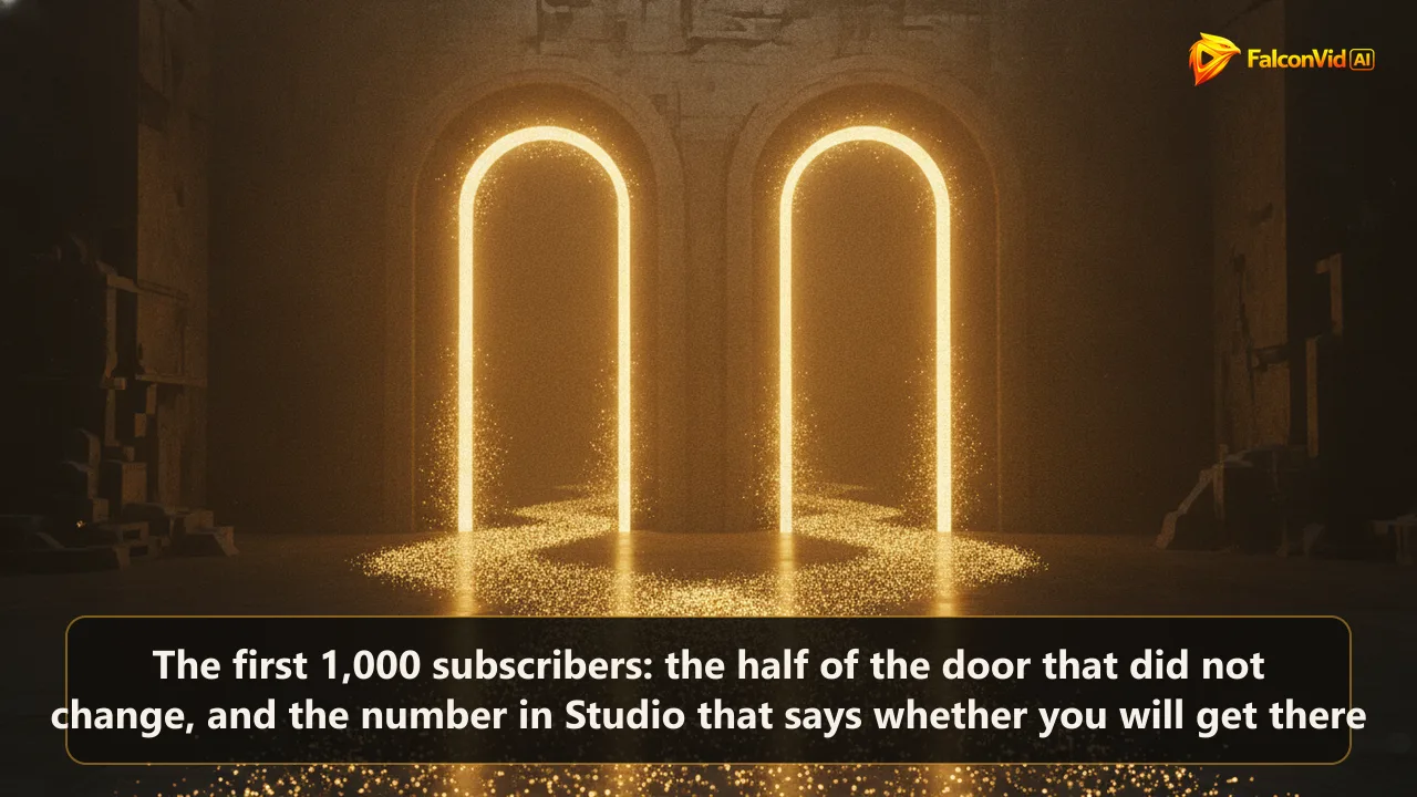 Two doorways of light fed by a single river of particles that splits into two streams.
