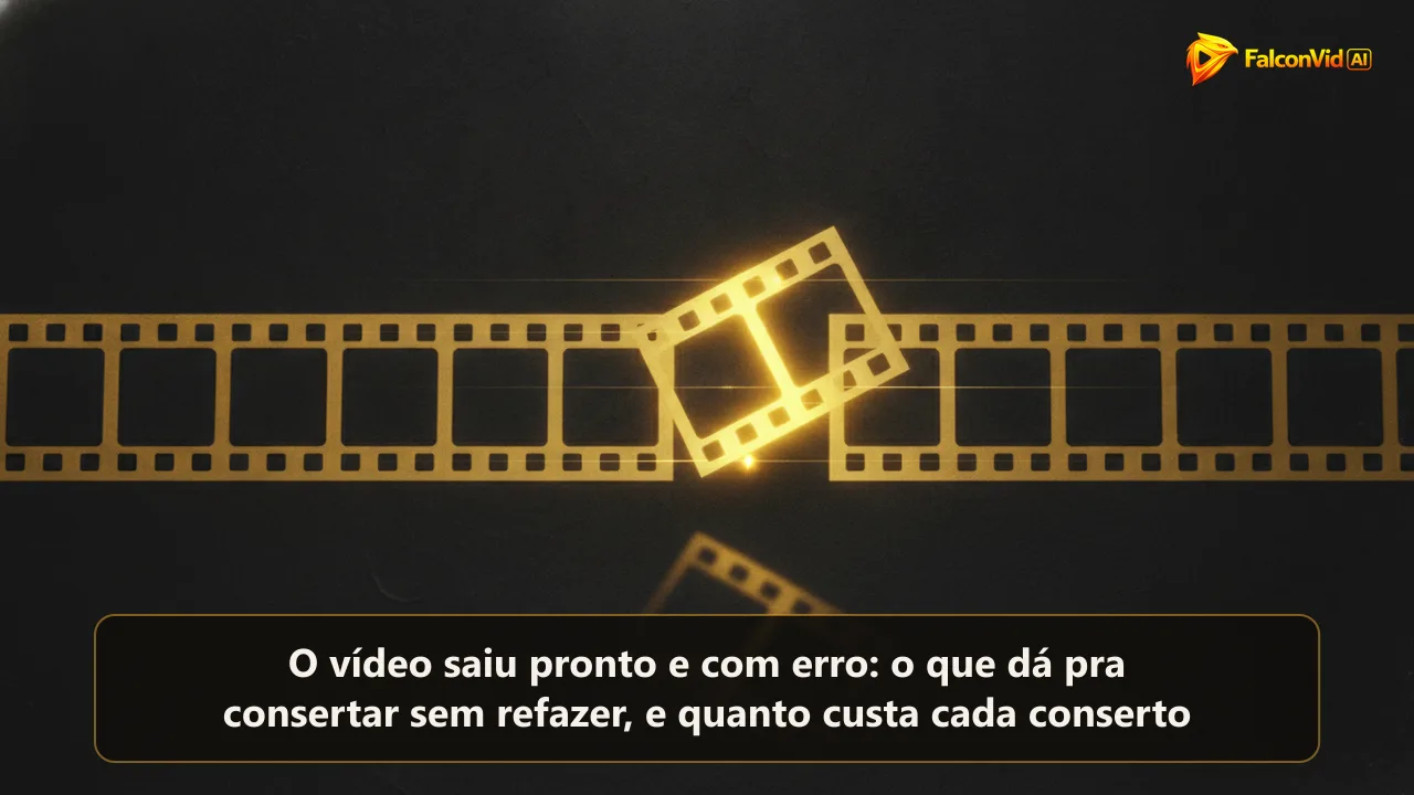 Uma tira de filme dourada sobre fundo escuro com um quadro erguido e destacado, pronto pra ser trocado de volta.