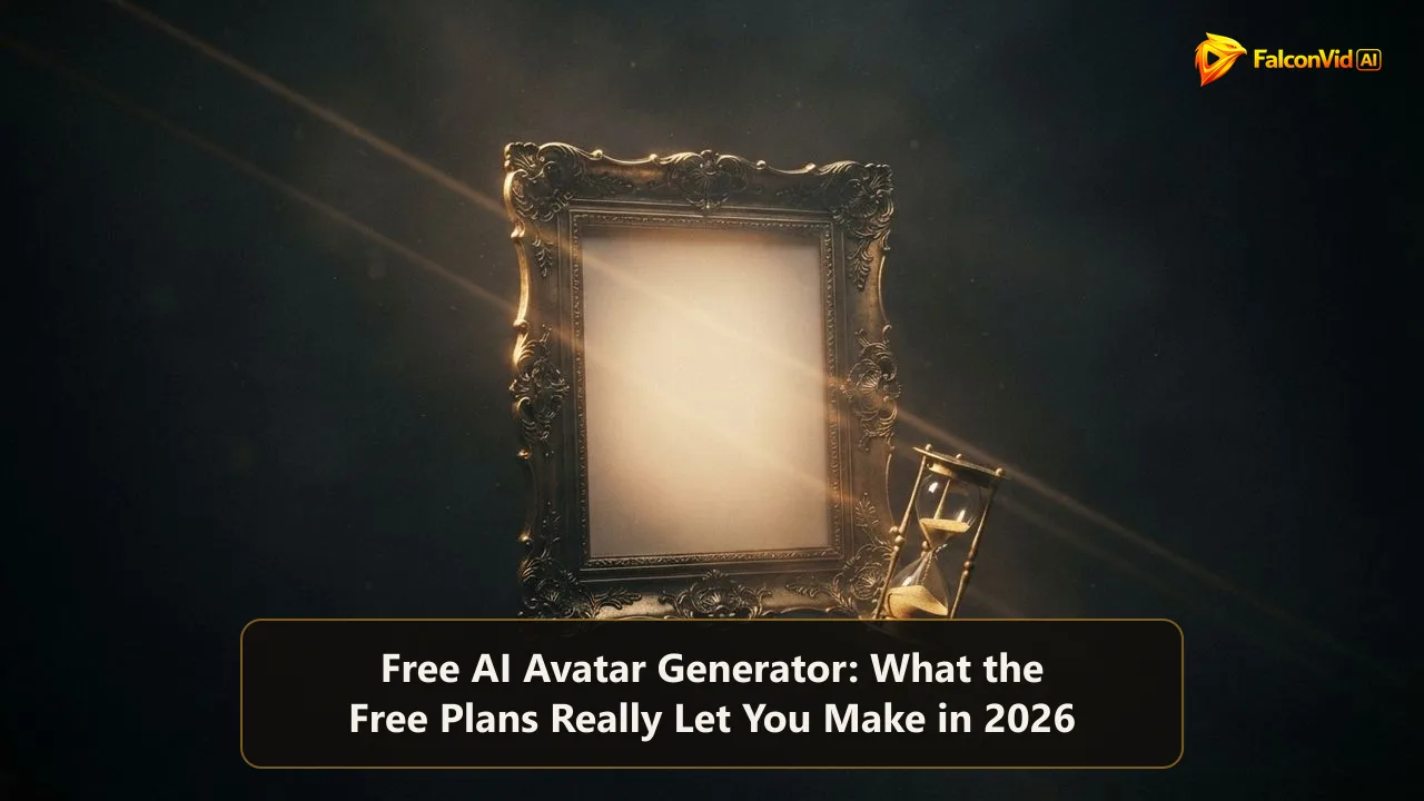An empty golden picture frame glowing in the dark next to a small hourglass running out of sand