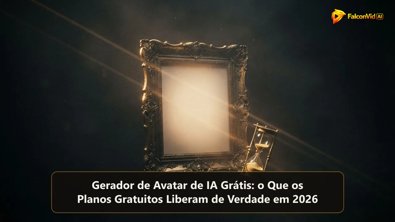 Uma moldura dourada vazia brilhando no escuro ao lado de uma pequena ampulheta com a areia acabando
