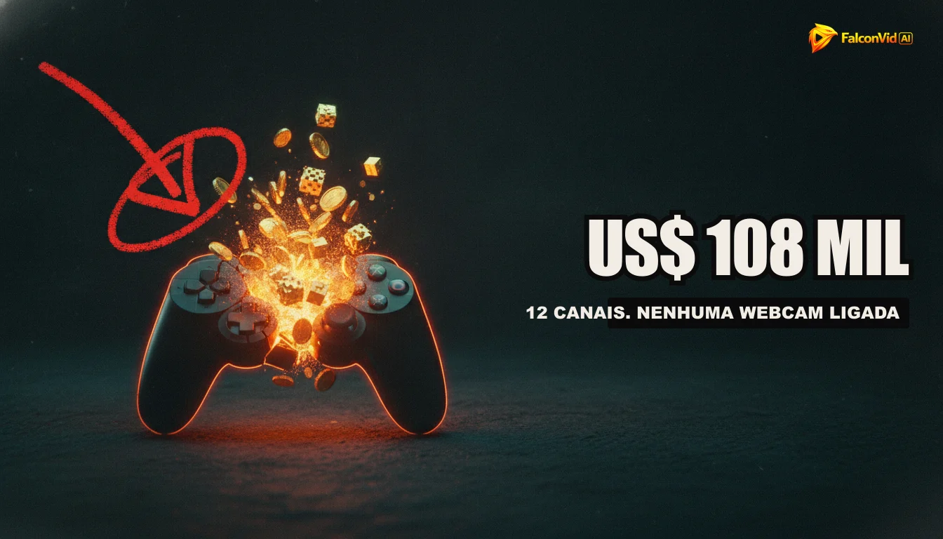 Uma imagem de um controle de videogame futurista flutuando sobre uma nuvem de dados e gráficos de crescimento.