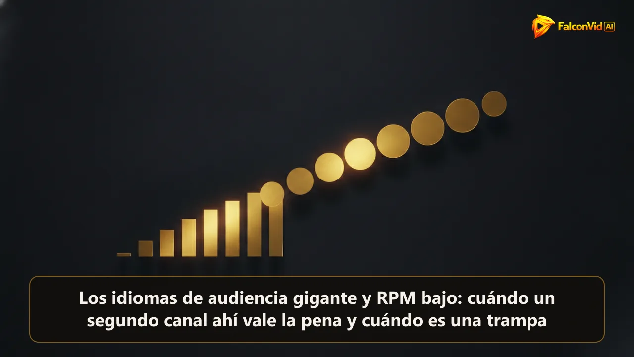 Una fila de columnas doradas altas que bajan hacia la derecha, sobre círculos que crecen hacia la derecha.