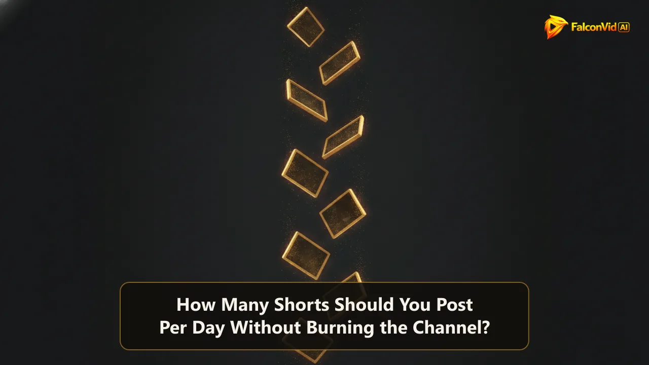 A vertical stack of glowing golden rectangles floating one above another like short video frames rising through the air.