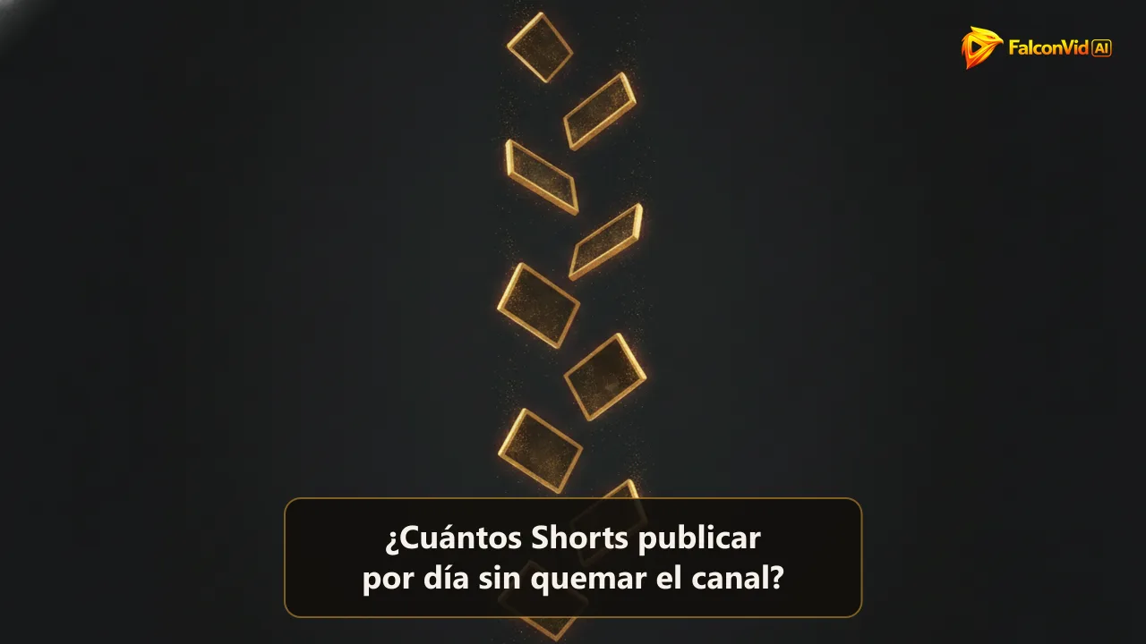 Una pila vertical de rectángulos dorados y brillantes flotando uno sobre otro, como cuadros de videos cortos que suben por el aire.