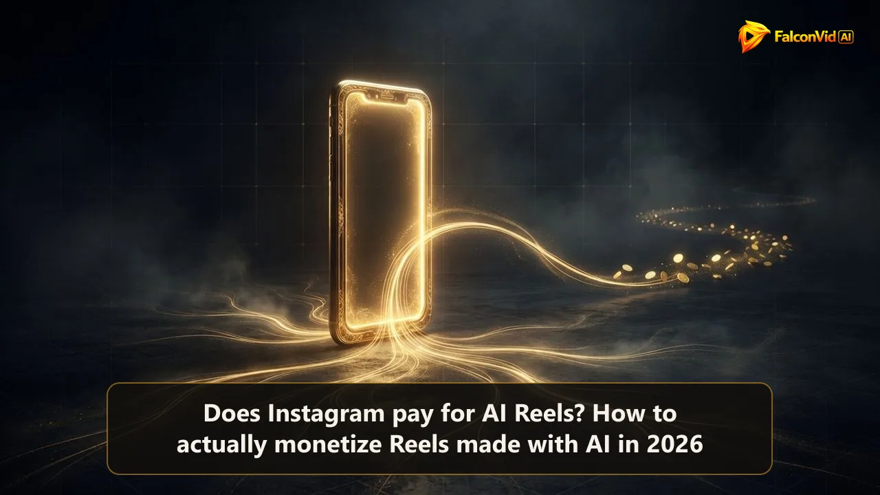 A glowing golden phone-shaped frame splitting into several light streams, only one of them turning into gold coins, the many doors of Instagram monetization
