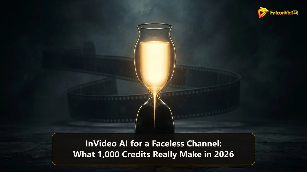 A tall glass vessel of golden light draining slowly into darkness, with a strip of empty film frames behind it