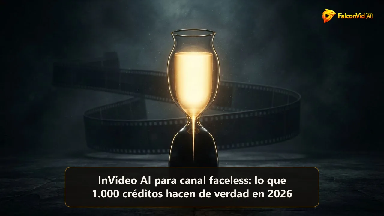 Un recipiente alto de vidrio con luz dorada que se vacía lentamente hacia la oscuridad, con una tira de fotogramas vacíos al fondo