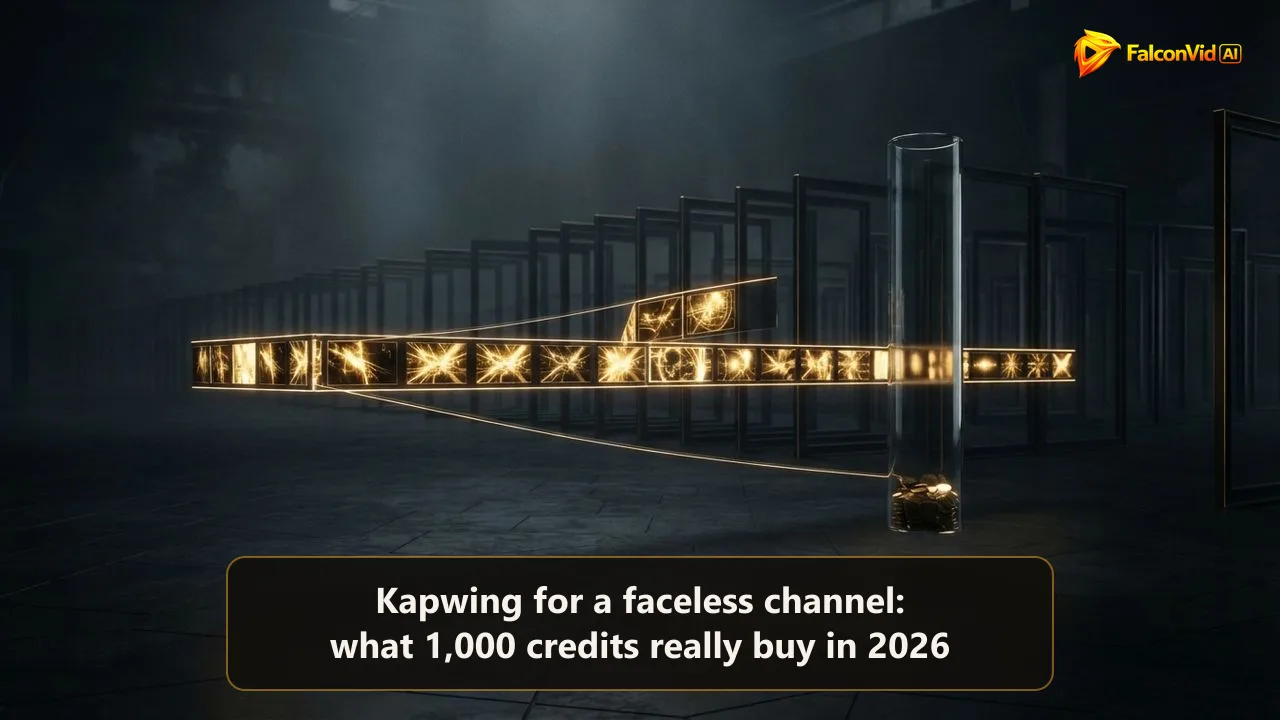 A neat golden editing timeline beside a glass meter with only a thin layer of golden tokens, and a long line of empty frames behind, an editor with little production fuel