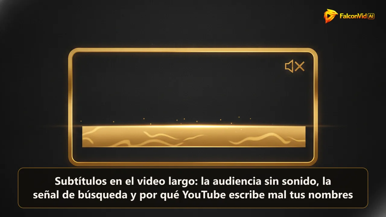 Contorno de un cuadro de video en dorado con una barra brillante en el tercio inferior y un altavoz silenciado.