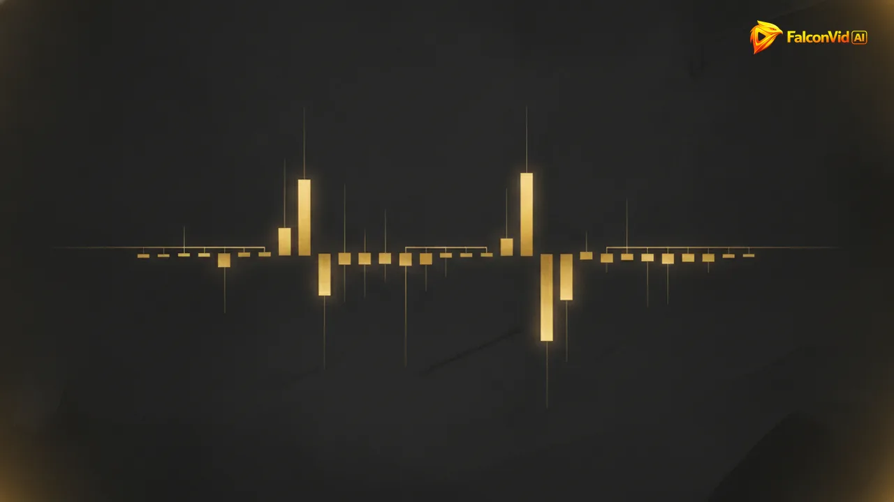 A golden audio waveform with a row of glowing rectangles beneath it, aligned to the peaks by faint guide lines.
