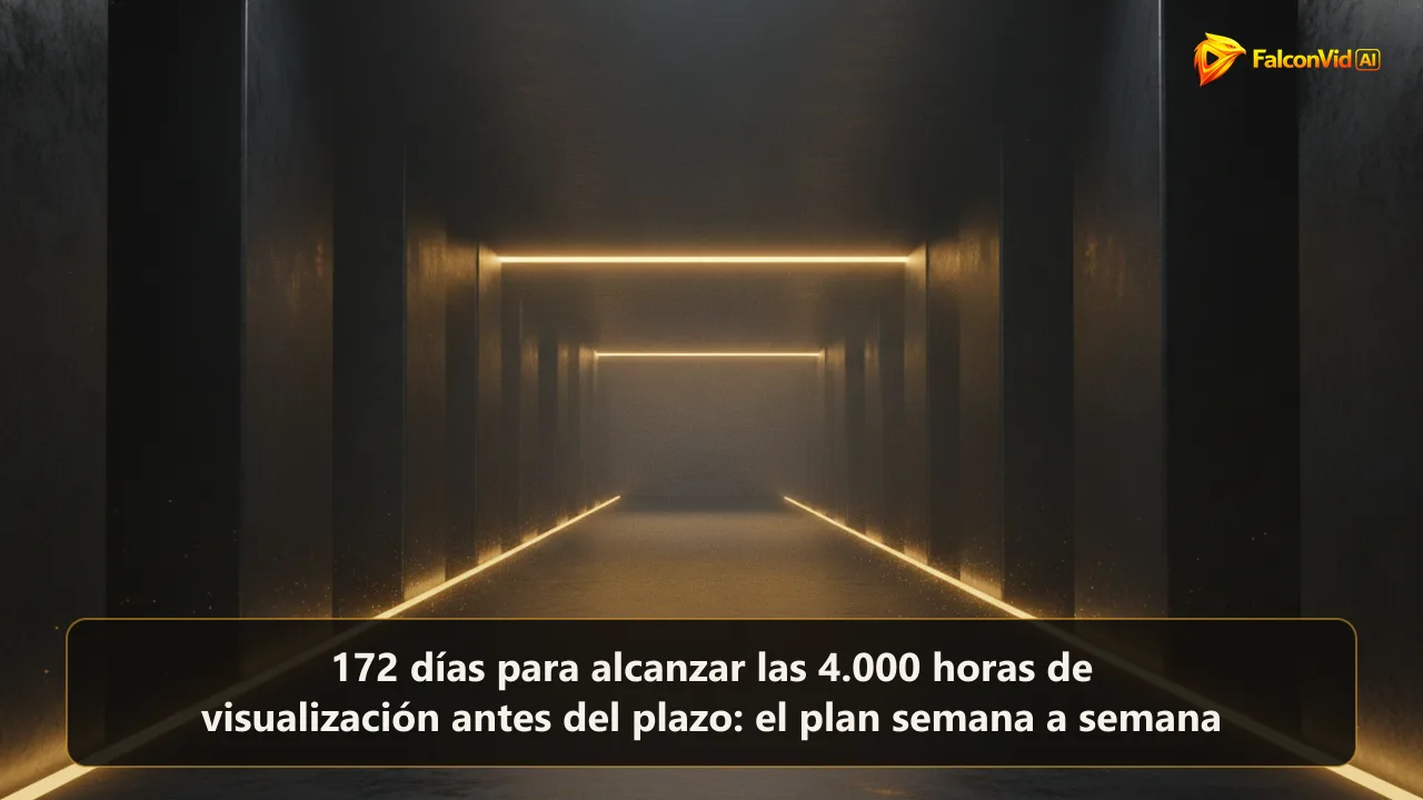 Un corredor oscuro con dos barras horizontales de luz dorada atravesándolo, la barra lejana el doble de alta que la cercana, y una cuña de luz en el suelo que se estrecha entre ambas