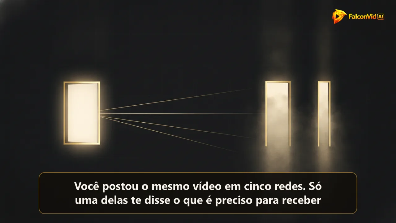 Ilustração de um painel iluminado enviando linhas douradas finas para três portas de larguras diferentes
