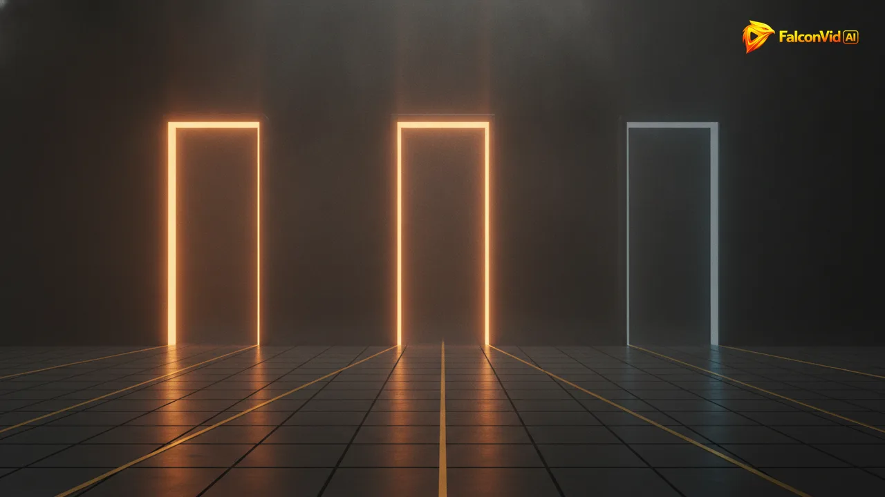 Ilustração de um painel iluminado alimentando três portas de larguras claramente diferentes