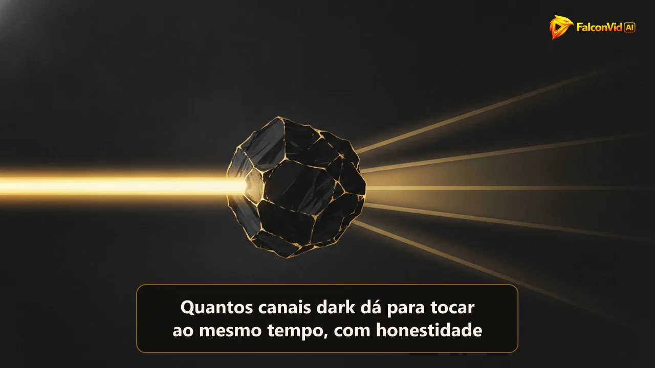 Um feixe dourado grosso atravessando um prisma escuro e se dividindo em quatro feixes mais finos e fracos que desbotam ao se afastar.