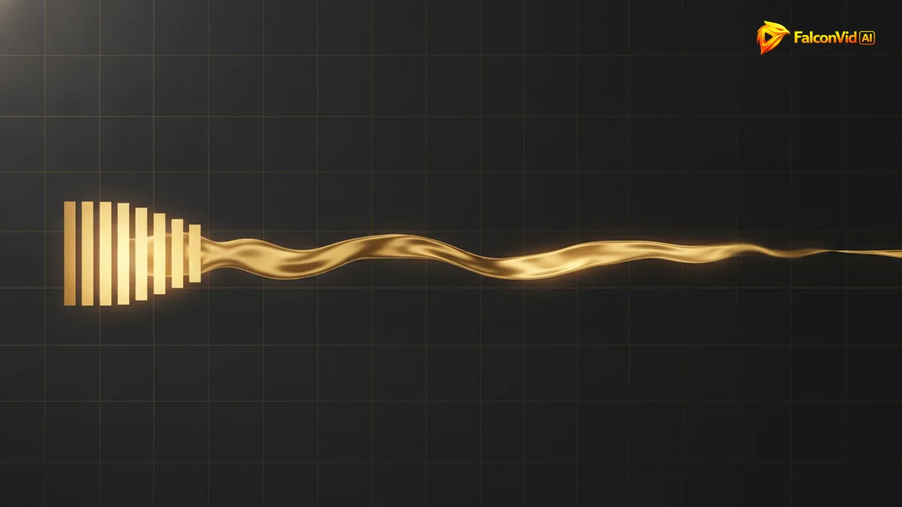 Ten short glowing golden bars on the left unfolding into one long continuous ribbon that stretches across the frame and off the right edge.