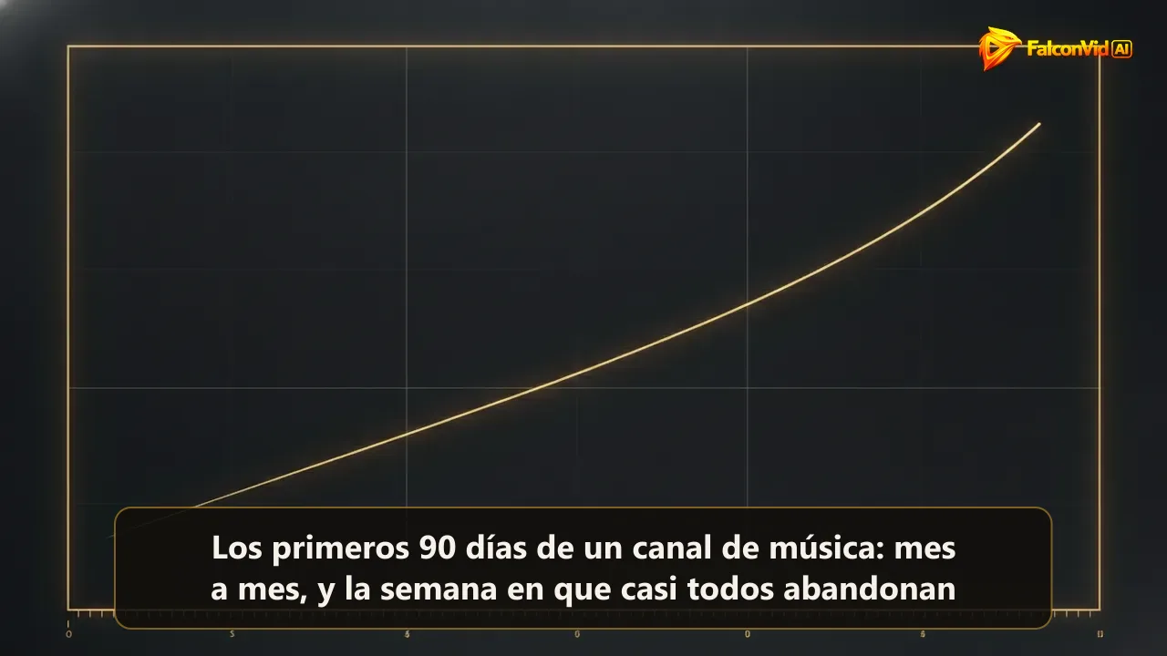 Una línea dorada casi plana en dos tercios de una cuadrícula oscura y subiendo despacio en el tercio final.