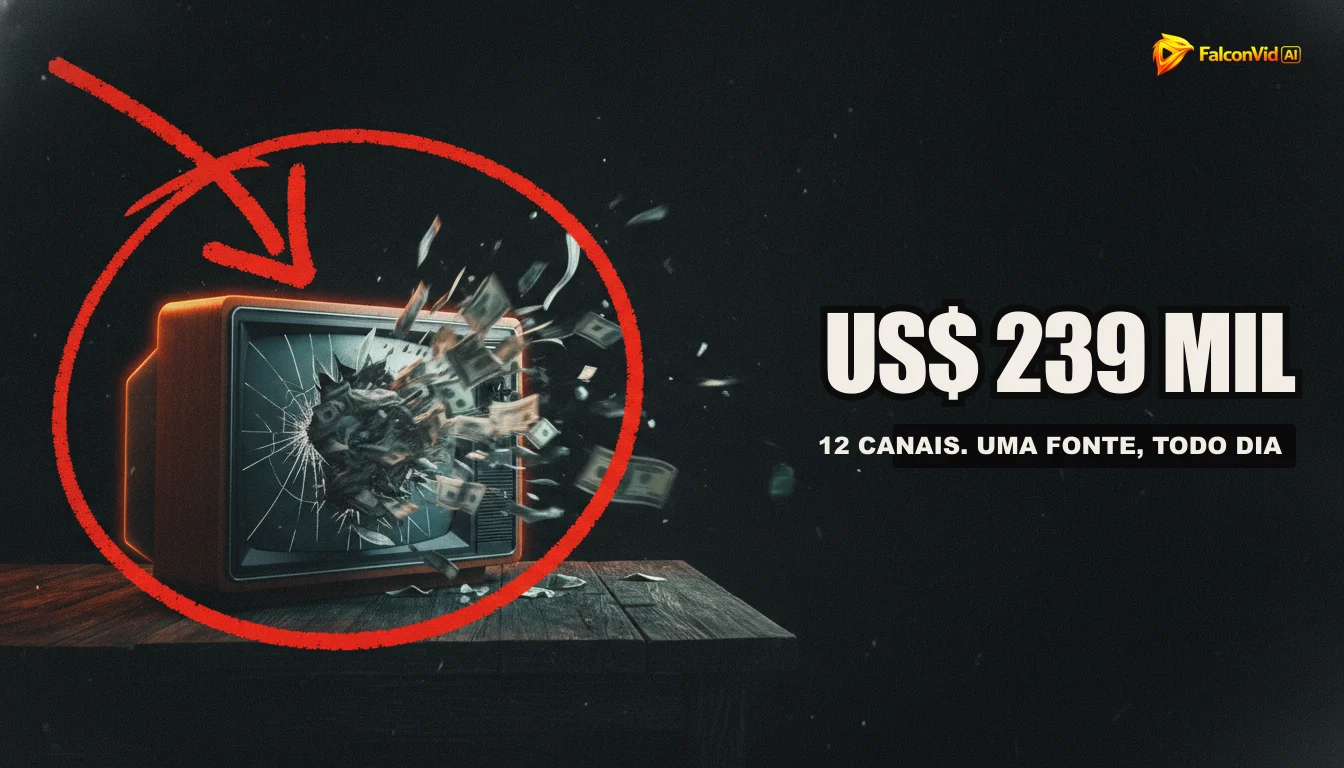 Uma imagem vibrante de um monitor exibindo gráficos de crescimento do YouTube e manchetes de notícias políticas, simbolizando o sucesso no nicho.