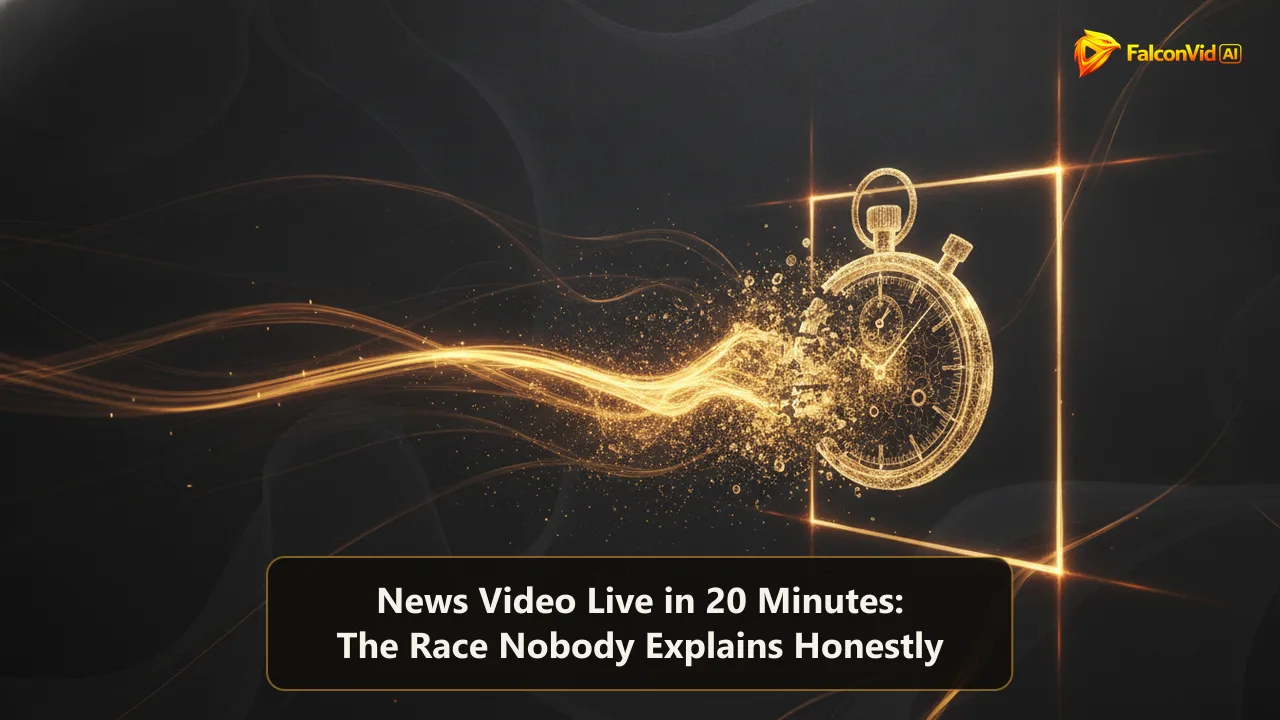 A golden stopwatch dissolving into a stream of light that flows forward into a bright rectangular frame, with motion trails behind it.