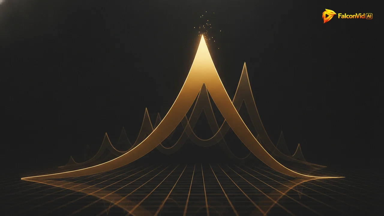 A steep golden curve spiking upward then falling away over a dark grid, with dimmer curves behind it spiking later and much lower.