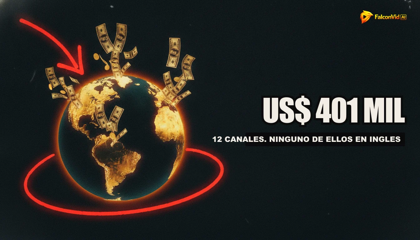 Un gráfico de barras que muestra el crecimiento de los ingresos en YouTube, con marcadores de países no anglófonos destacando.