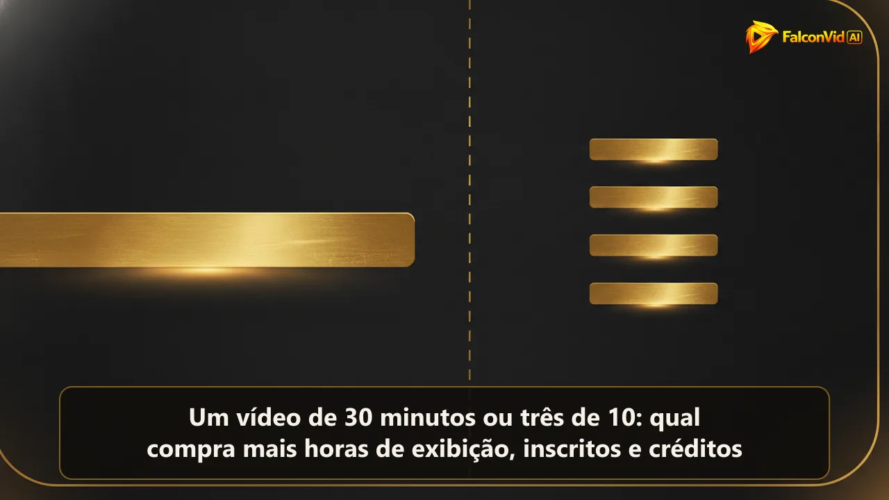 Uma barra dourada longa à esquerda e três barras douradas curtas separadas à direita, em fundo escuro.