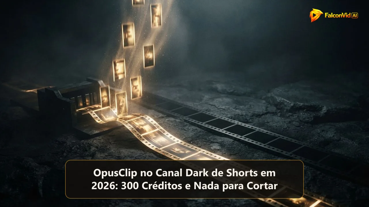 Uma fita de filme dourada sendo cortada em quadros verticais curtos ao lado de uma fita vazia, sobre fundo escuro