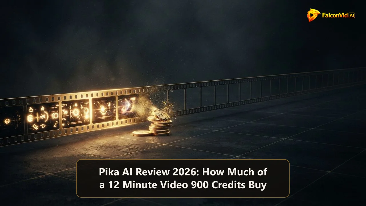 A long golden film strip where only the first short stretch of frames glows while the rest fades into empty outlines, credits running out long before the video ends