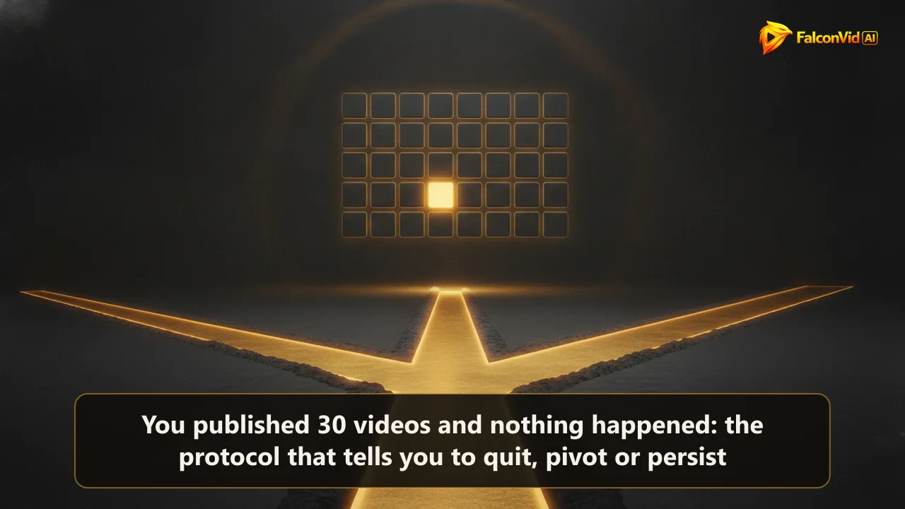 A dark path splitting into three glowing golden routes under a grid of thirty rectangles with one lit gold.