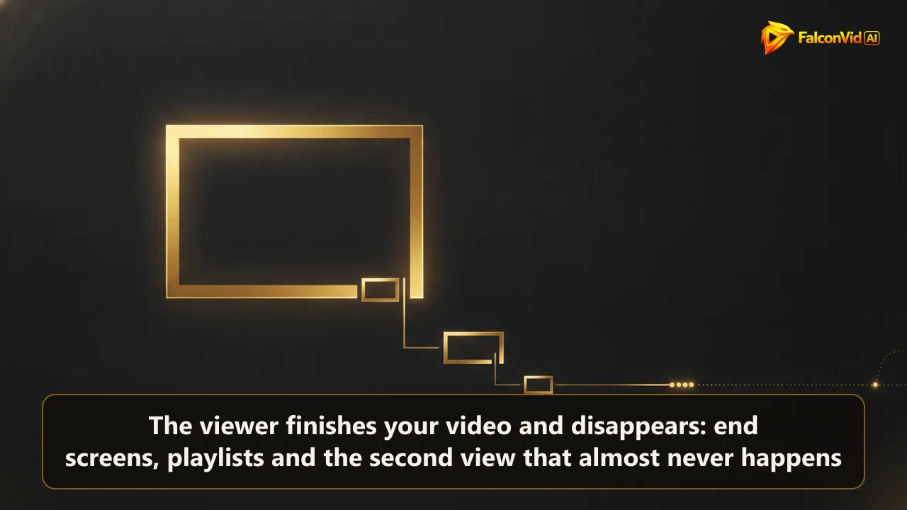A glowing golden video frame on a dark background with two smaller frames chained to its corner by a luminous thread.