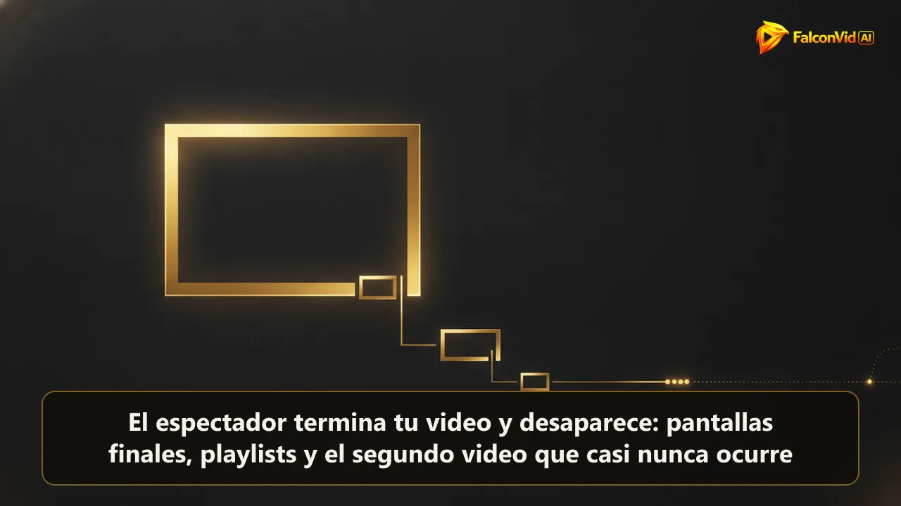 Un marco de video dorado brillando sobre fondo oscuro, con dos marcos más pequeños encadenados a su esquina por un hilo luminoso.