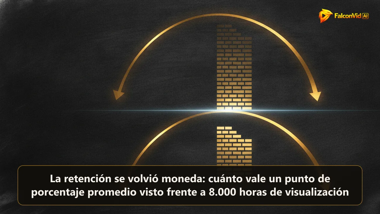Dos curvas doradas descendiendo sobre un campo oscuro, la más alta formando una pila alta de bloques luminosos y la más baja una pila mucho menor.