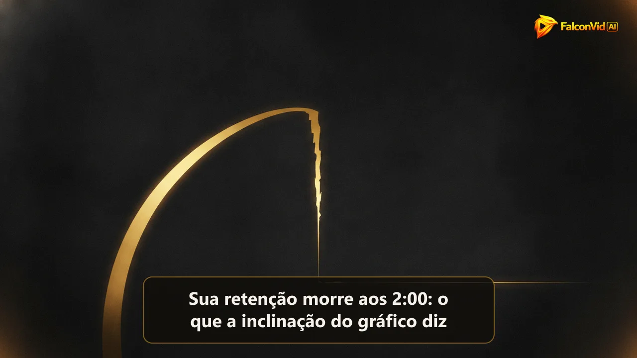 Uma curva dourada firme atravessando um vazio escuro e depois se quebrando numa queda vertical na beira de um penhasco invisível.