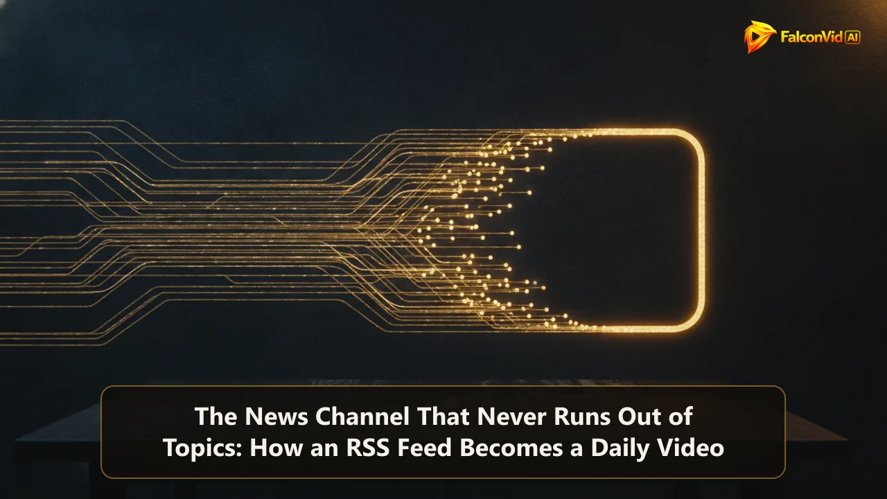 Dozens of glowing golden streams converging into a single video frame on a dark desk