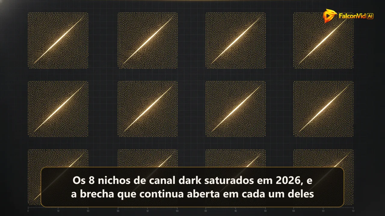Oito aglomerados densos de pontos dourados numa grade escura, cada um com um corredor fino de espaço vazio atravessando o meio.