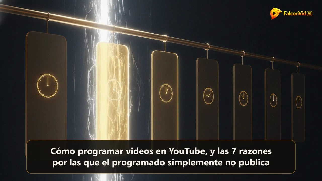 Una fila de rectángulos dorados translúcidos esperando en un riel luminoso mientras el primero atraviesa un portal de luz.