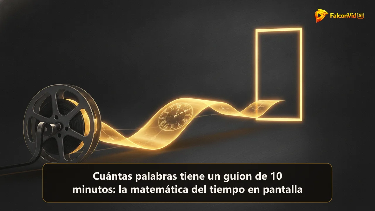 Una cinta de luz dorada desenrollándose de un carrete hacia un marco rectangular encendido, con una esfera de reloj translúcida dentro de la cinta.
