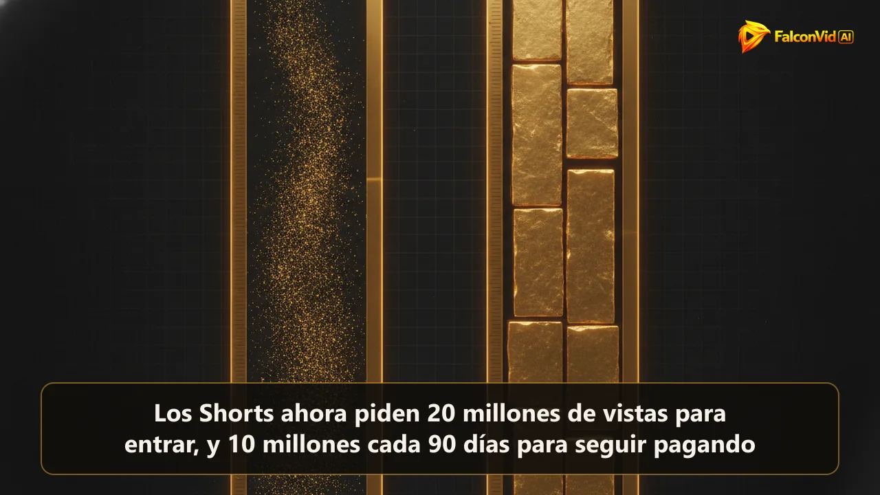 Dos columnas de medición doradas de alturas muy distintas, la alta cubierta por un enjambre denso de partículas diminutas y la baja formada por pocos bloques grandes.